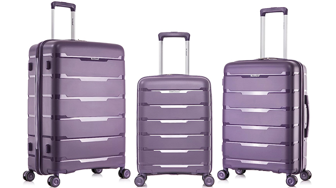 Rockland Pasadena 3 Piece Luggage Set in Purple Color