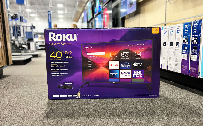 Roku Select 40 Inch Smart TV on the Floor at a Best Buy Store