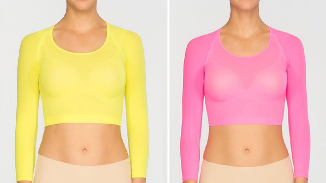 SPANX Arm Tights Layering Piece in Yelow and Pink