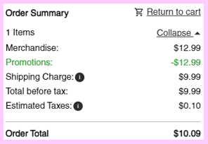 Screenshot of the order summary of FREE Cheryls Cookies Sampler Screenshot of the order summary of FREE Cheryls Cookies Sampler