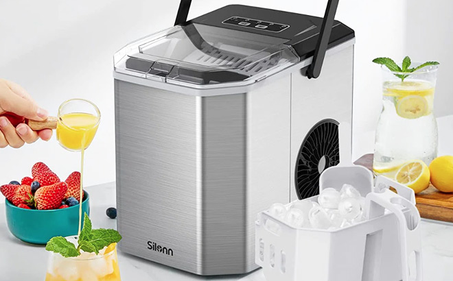 Silonn Portable Ice Maker in Stainless Steel Finish