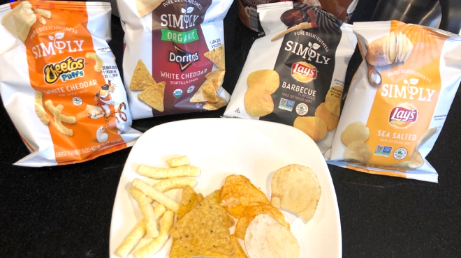 Simply Brand Doritos Cheetos Lays Variety Pack on a Table