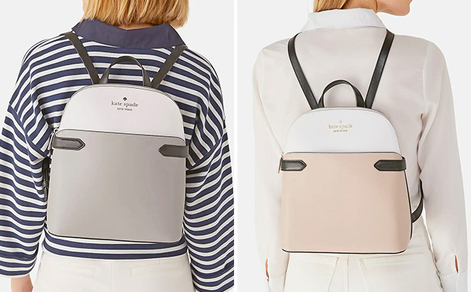 Staci Dome Backpack in TGray and Beige