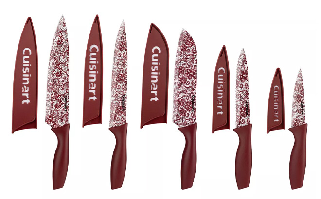 Stainless Steel 10 Piece Printed Cutlery Burgundy Lace Set
