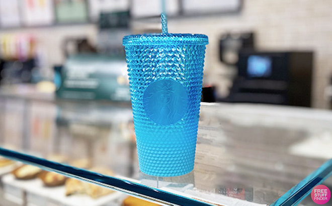 Starbucks Glacier Gradient 16 Ounce Cold Cup Tumbler on glass shelf