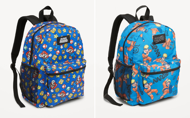 Super Mario and Naruto Boys Canvas Backpack