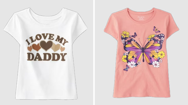 The Childrens Place Love My Daddy and Butterfly Graphic Tees