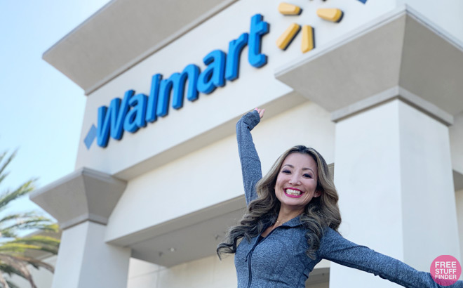 Tina Smiling in Front of a Walmart Store