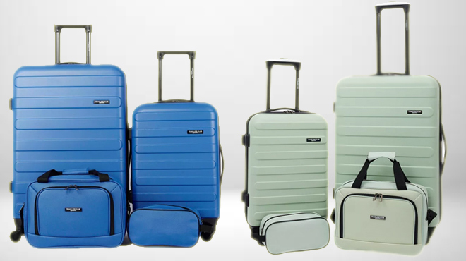 Travelers Club 4 Piece Luggage Set in Blue and Green L