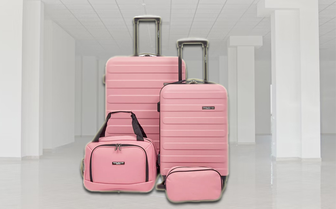 Travelers Club 4 Piece Luggage Set in Blush Color