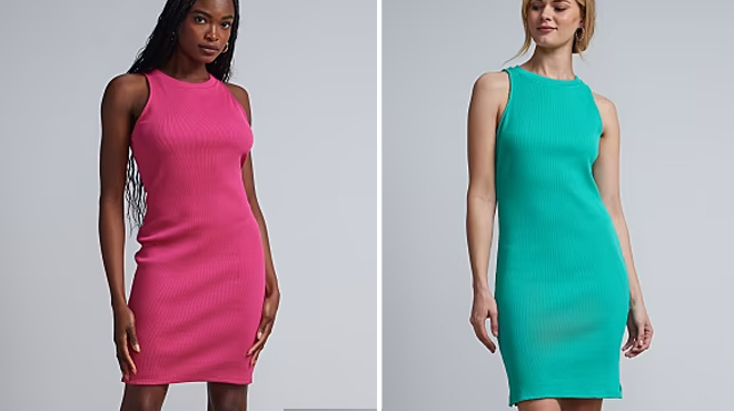 Two Colors of NY Company Ribbed Halterneck Sheath Dress