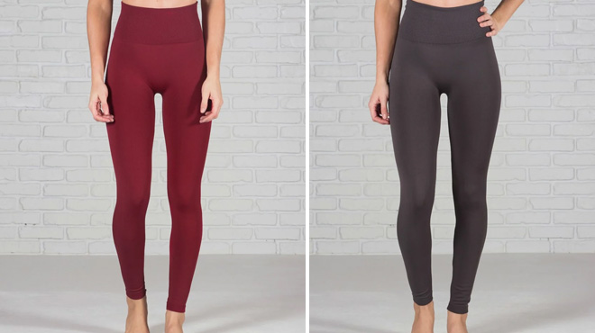 Two Colors of Tummy Control Fleece Lined Leggings