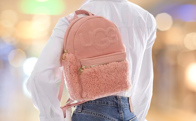 UGG Dannie II Sheepskin Mini Backpack Pink Opal Color
