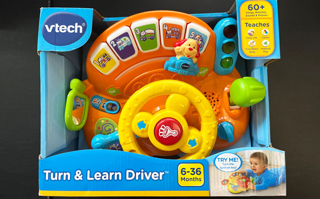 VTech Turn and Learn Driver Steering Wheel Toy in Orange Color