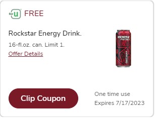 Vons Free Rockstar Energy Drink Coupon Screenshot