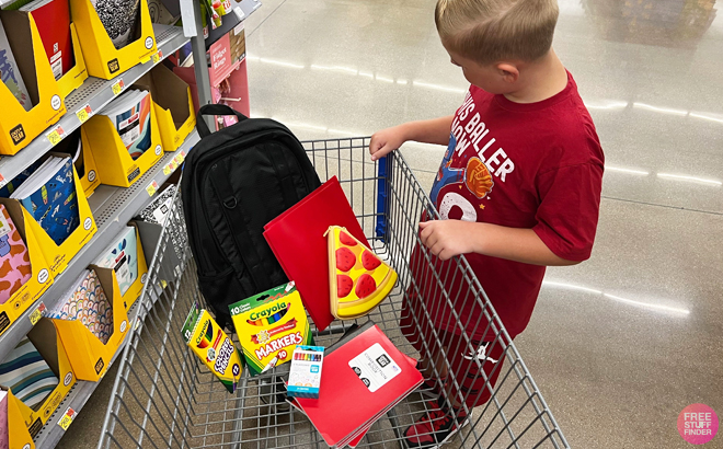 Walmarts Back to School Cart with a Child