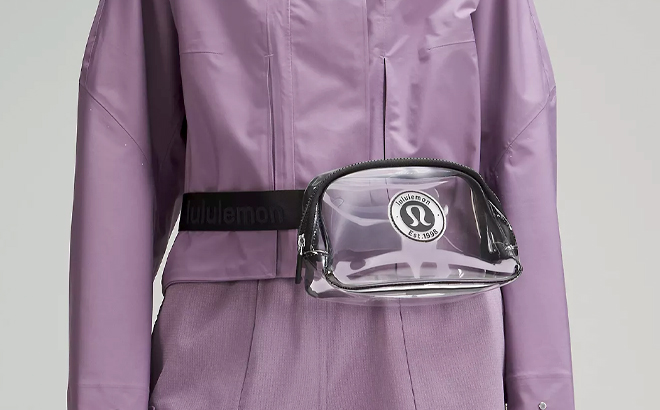 Woman Wearing Lululemon Clear Belt Bag
