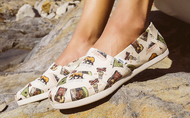 Woman Wearing TOMS Alpargata Camping Slip On Shoes
