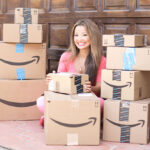 Woman with Amazon Delivery Boxes