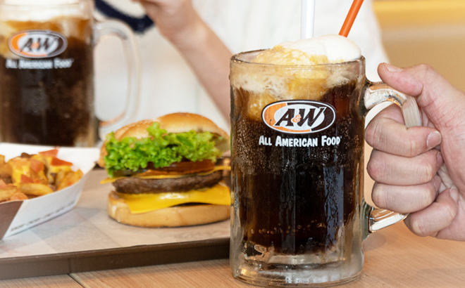 AW Root Beer Floats with Burger