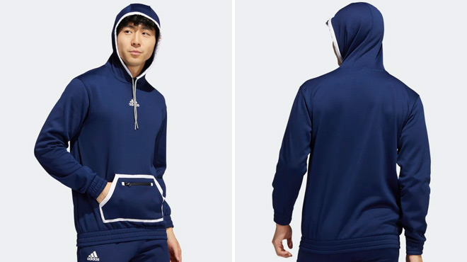 Adidas Men's Team Issue Pullover Hoodie Front Back