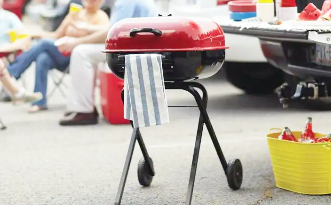 Americana Walk A Bout Portable Red Charcoal Grill