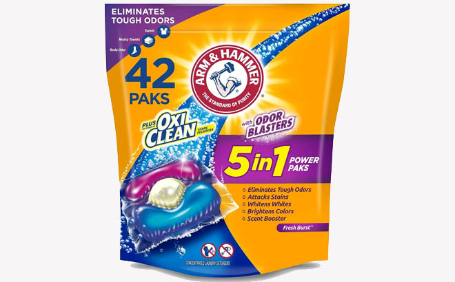 Arm Hammer Plus OxiClean With Odor Blasters Laundry Detergent 5 IN 1 Power Paks