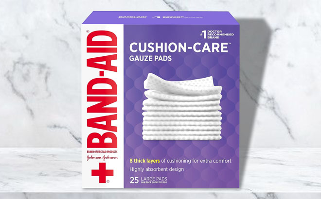 Band Aid Gauze Pads 25 Count on a Box