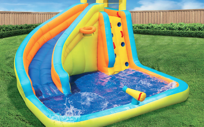 Banzai Splash N Blast Kids Outdoor Backyard Inflatable Water Slide Splash Park