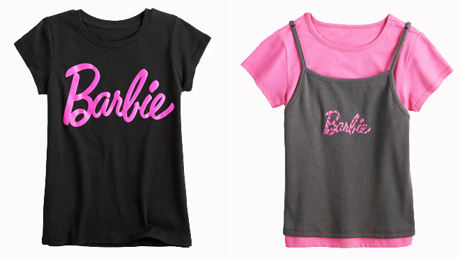 Barbie Girls Short Sleeve Graphic Tee and Logo Tank Top and Tee