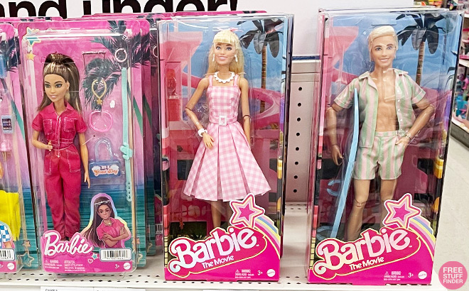 Barbie the Movie Dolls on a Store Shelf