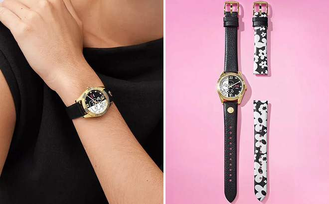 Barbie x Fossil Special Edition Three Hand Black Leather Watch