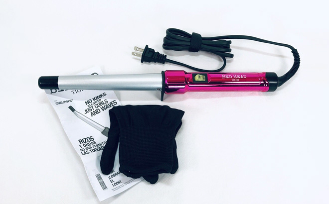 Bed Head Curling Wand and Glove Set on White Top