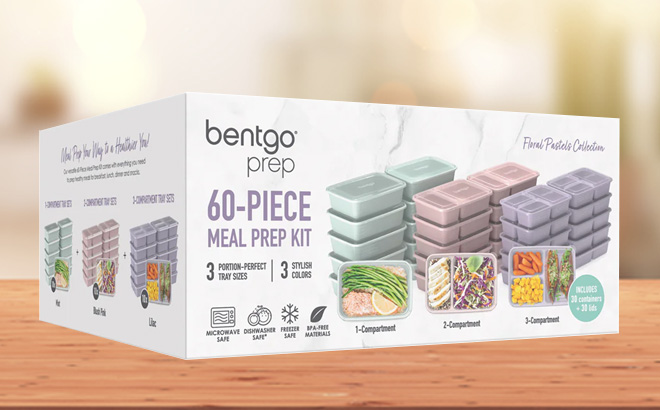 Bentgo Pink Purple Floral Pastels 60 Piece Meal Prep Set 1