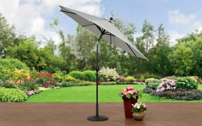 Better Homes Gardens Outdoor 9 Grey Round Crank Premium Patio Umbrella