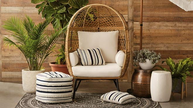 Better Homes and Gardens Ventura Boho Stationary Wicker Egg Chair
