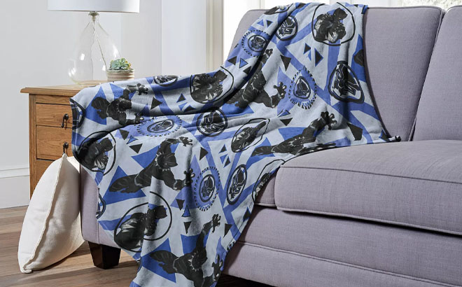Black Panther Throw Blanket on a Couch