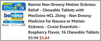 Bonine Motion Sickness Relief Chewable Tablets 16 Count Order Summary