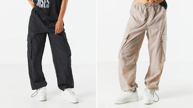 Charlotte Russe Nylon Mid Rise Cargo Parachute Pants Charlotte Russe Nylon Mid Rise Cargo Parachute Pants