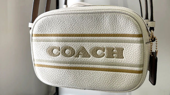 Coach Outlet Mini Jamie Camera Bag With Coach Stripe in Chalk Color Coach Outlet Mini Jamie Camera Bag With Coach Stripe in Chalk Color