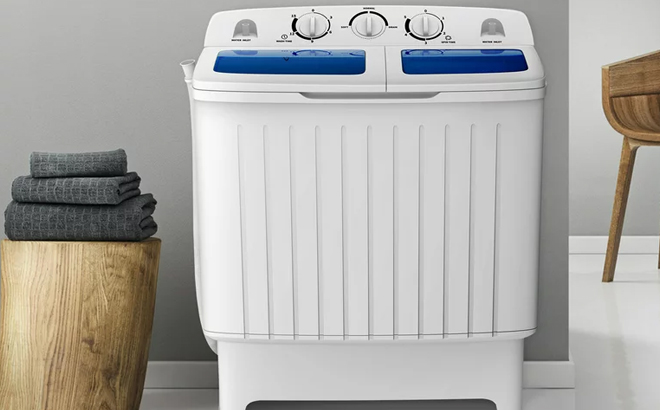 Costway Portable Mini Compact Twin Tub Washing Machine and Spin Dryer