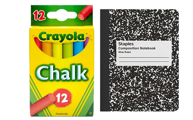 Crayola Drawing Chalk and Staples Composition Notebook
