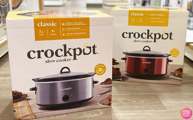 Crockpot 7 Quart Slow Cooker in Charcoal and Red Colors