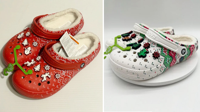 Crocs Classic Lined Holiday Charm Clogs