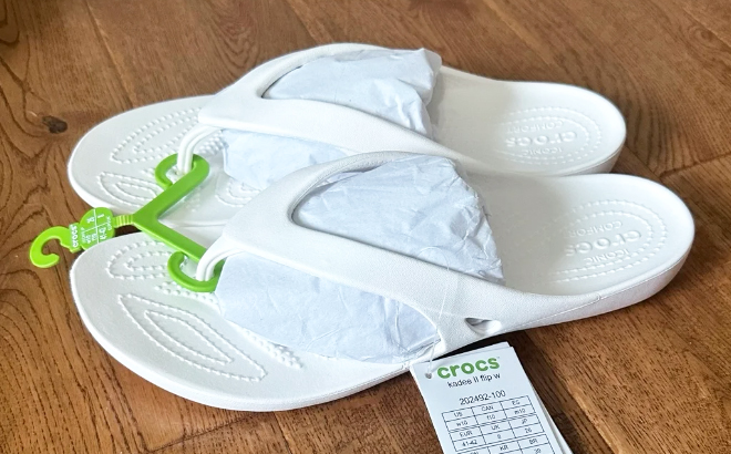 Crocs Womens Kadee II Flip Thong Sandal in White Color