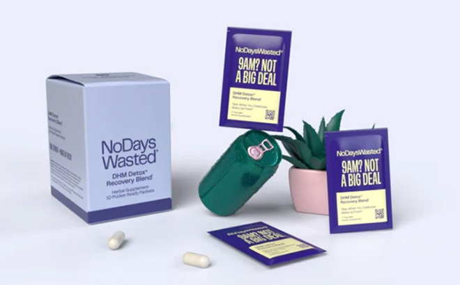 DHM Detox Packs on a Neutral Background