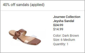 DSW Journee Collection Jeysha Sandal for Women in Dark Brown Color at the checkout