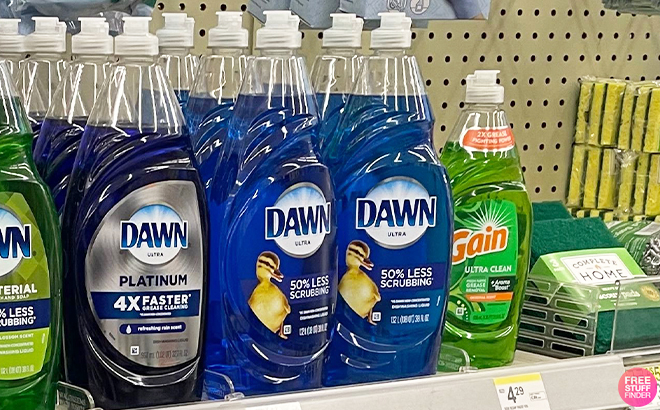 Dawn Ultra Dishwashing Liquid Soap 38 Ounce on a Shelf at Walgreens
