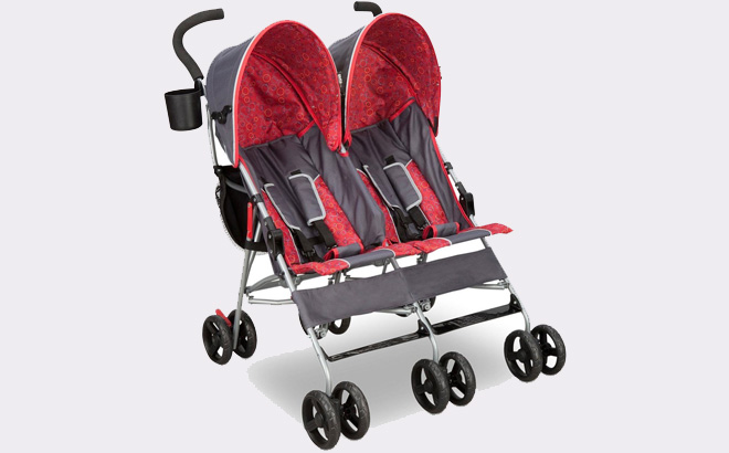 Delta Children LX Side by Side Double Stroller Red Black Color