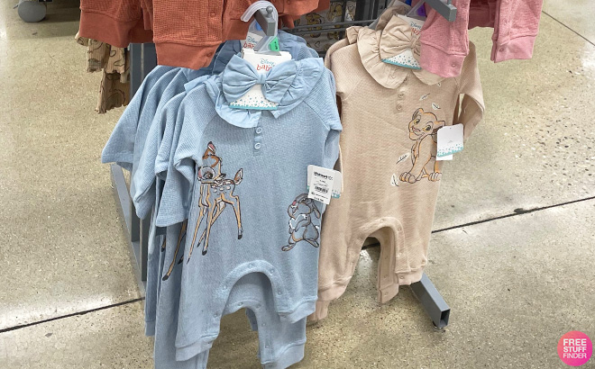 Disney Bambi and The Lion King Baby Girls Long Sleeve Romper 2 Piece Set